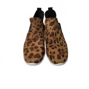 Cole Haan Zerogrand Ocelot Leopard Print Slip On Sneaker Bootie Calf Hair Size